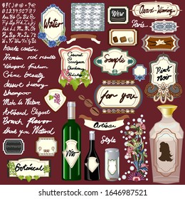 Vintage Labelling Vector Kit - 20+ Labels - for Products Signs Frames Labels & Buttons - Wine Food Coffee Chocolate Vanilla Beauty Fashion & Floral