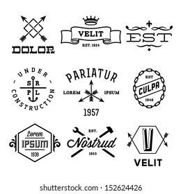 vintage labels with anchor, crown, arrow, hammer