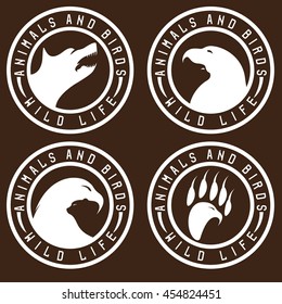 vintage labels with animals and birds negative space concept