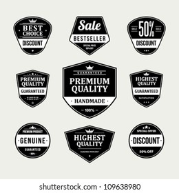 Vintage labels or badges retro style set. Vector design elements.