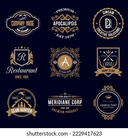 Vintage labels and badges vector - set