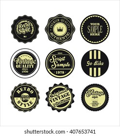 Vintage labels black and  beige set 