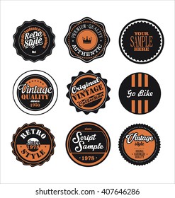 Vintage labels black and orange set 