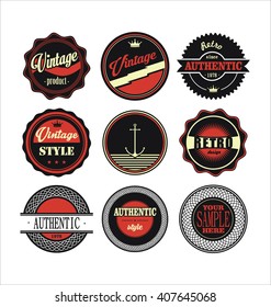 Vintage labels black and red set 