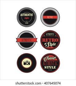 Vintage labels black and red set 