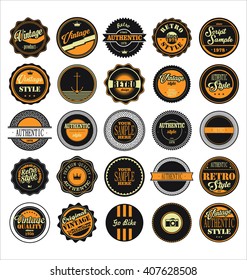 Vintage labels black and yellow set