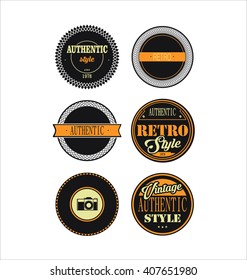 Vintage labels black and yellow set 