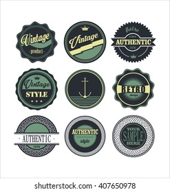 Vintage labels blue set 