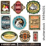 Vintage Labels Collection - 9 design elements with original antique style -Set 5
