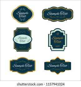 Vintage Labels Collection with blue and yellow color. Classic Label frame. vintage border detail with swirl.