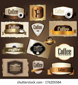 Vintage labels collection with coffee design
