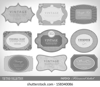 Vintage Labels Collection  design elements with original antique style/ Old style frames and label