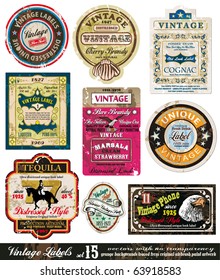 Vintage Labels Collection - nine design elements with original antique style -Set 15