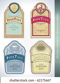 Vintage Labels Collection for a product. Sticker template with design elements Set of decorative vector illustration tags.