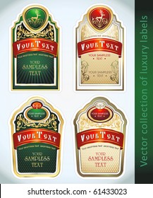 Vintage Labels Collection for a product_4. Sticker template with design elements Set of golden vector illustration tags.