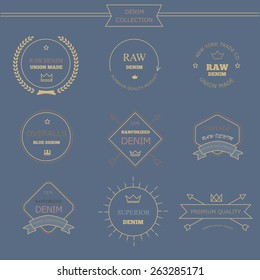 Vintage labels denim typography, t-shirt graphics, carton, emblems  vectors