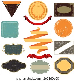 Vintage Labels Designs - Set of vintage label designs.  Colors are global for easy editing.  Textures are on a separate layer.