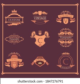 vintage labels elements collection of icons design of retro and decorative theme Vector illustration