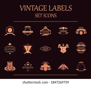 vintage labels elements icons collection design of retro and decorative theme Vector illustration