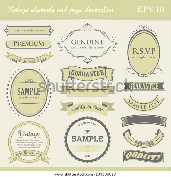 Vintage labels,\
elements and page\
decoration
