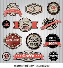 Vintage labels, emblems, ribbons and other elements collection for Coffee design. eps10 vector set
