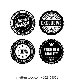 Vintage labels, exclusive, premium quality, satisfaction guaranteed, smart design