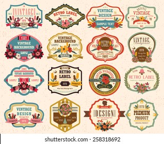 vintage labels with flower 2