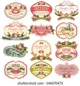 vintage labels with flower