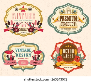 vintage labels with flower 3