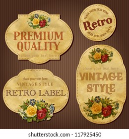 Vintage labels with flowers