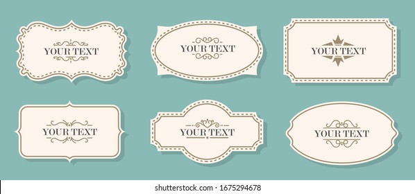 Vintage labels, frames. Old frames. Classic frames, vintage badges. Royal signs and ghostly. Set of beautiful decorative decorating frames and labels. Vector