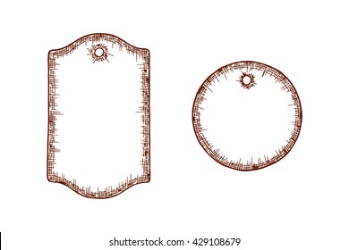 Vintage Labels. Hand drawn grunge labels - vector illustration