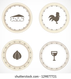 Vintage labels with icons