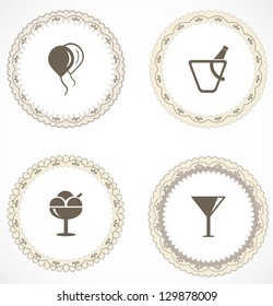 Vintage labels with icons