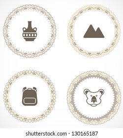 Vintage labels with icons