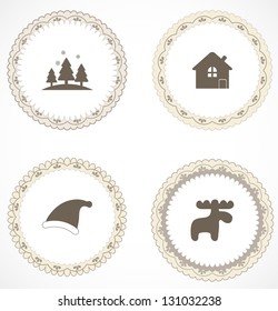 Vintage labels with icons