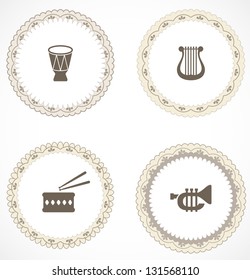Vintage labels with icons