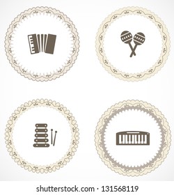 Vintage labels with icons