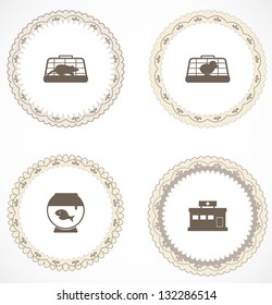 Vintage labels with icons