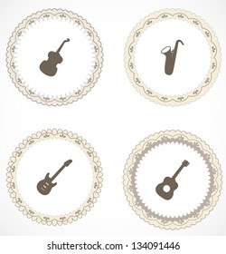 Vintage labels with icons