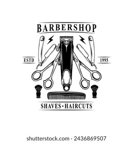 Vintage labels illustration for barbershop