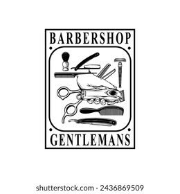 Vintage labels illustration for barbershop