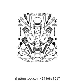 Vintage labels illustration for barbershop