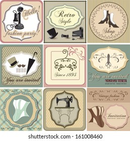 Vintage labels and invitation set