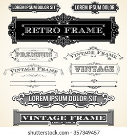 Vintage Labels and Ornaments - Set of vector ornaments and frames.  Each object is grouped and colors are global for easy editing.