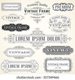 Vintage Labels and Ornaments - Set of vector ornaments and frames.  Each object is grouped and colors are global for easy editing.