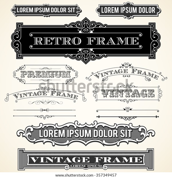 Vintage Labels and Ornaments - Set of vector\
ornaments and frames.  Each object is grouped and colors are global\
for easy editing.
