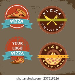 Vintage labels for pizzas.