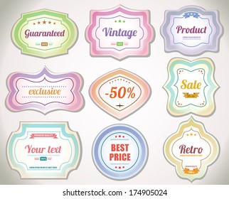 Vintage labels - product stickers - Flat design - stock vector