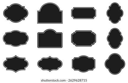 Vintage labels. Retro frames set. Badges shape frames. Vector illustration